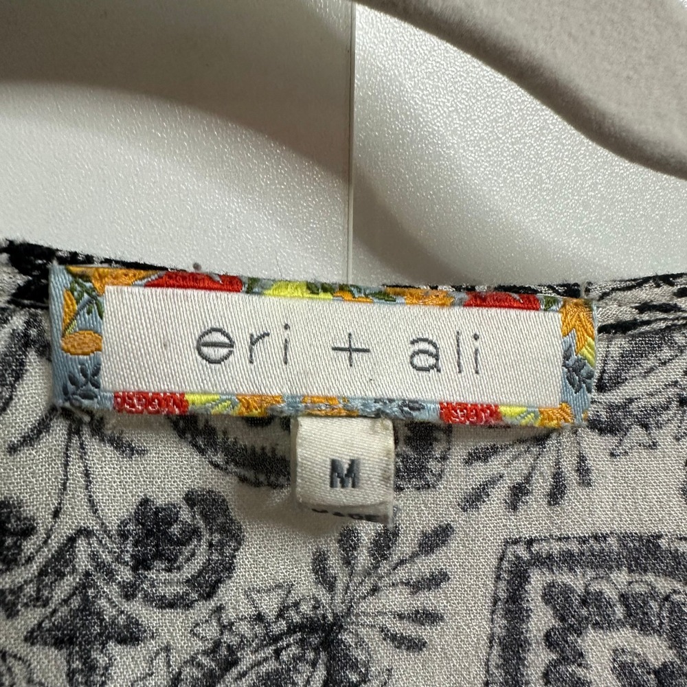 Anthropologie Eri + Ali Hervine Peasant Blouse Womens M Paisley Bell Sleeve Boho - Picture 5 of 12